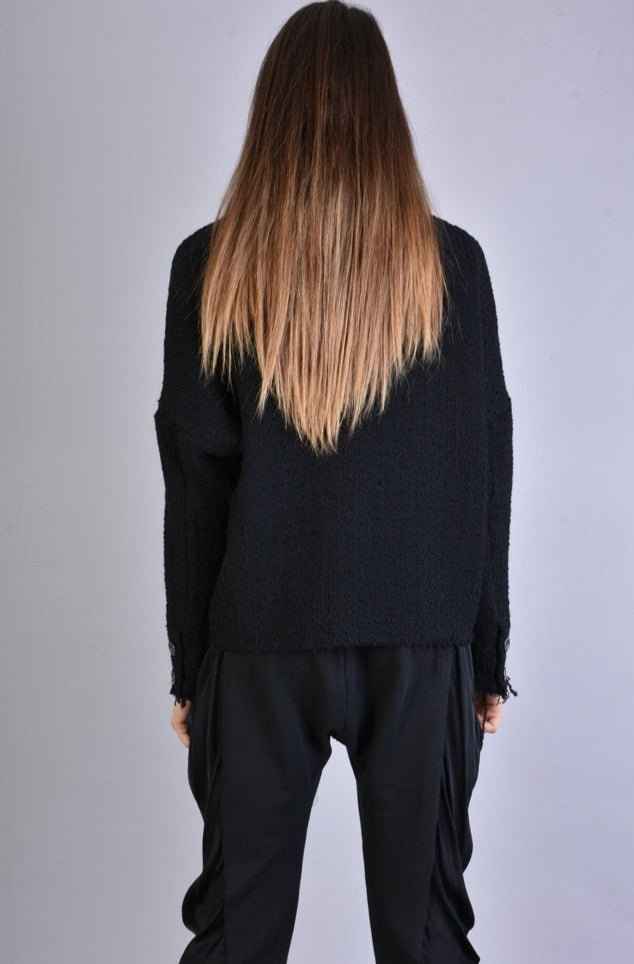 A39B SM216 Jacket - Black Wool Bouclé Oversized Asymmetric Button Luxurious Italian Women's