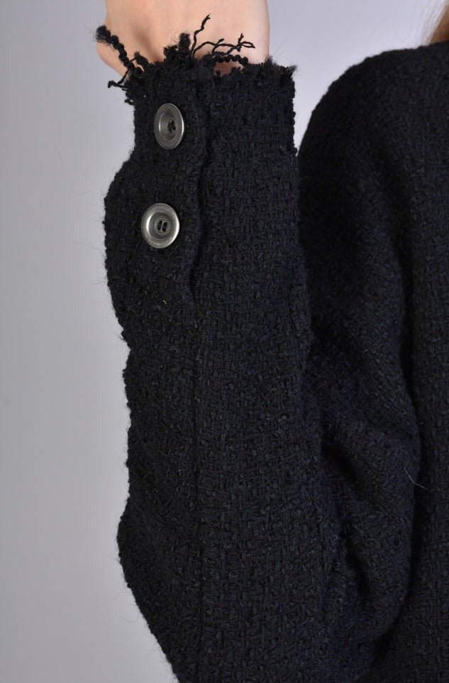 A39B SM216 BLACK Wool Bouclé Oversize Jacket.