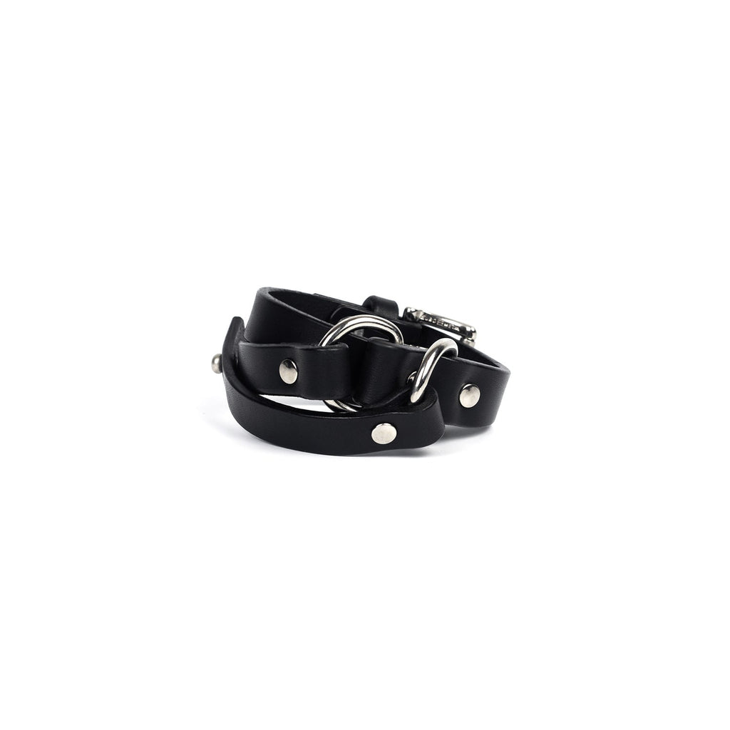 A3TEPHRA 1723 BLACK leather cuff Accessori Unisex TEO