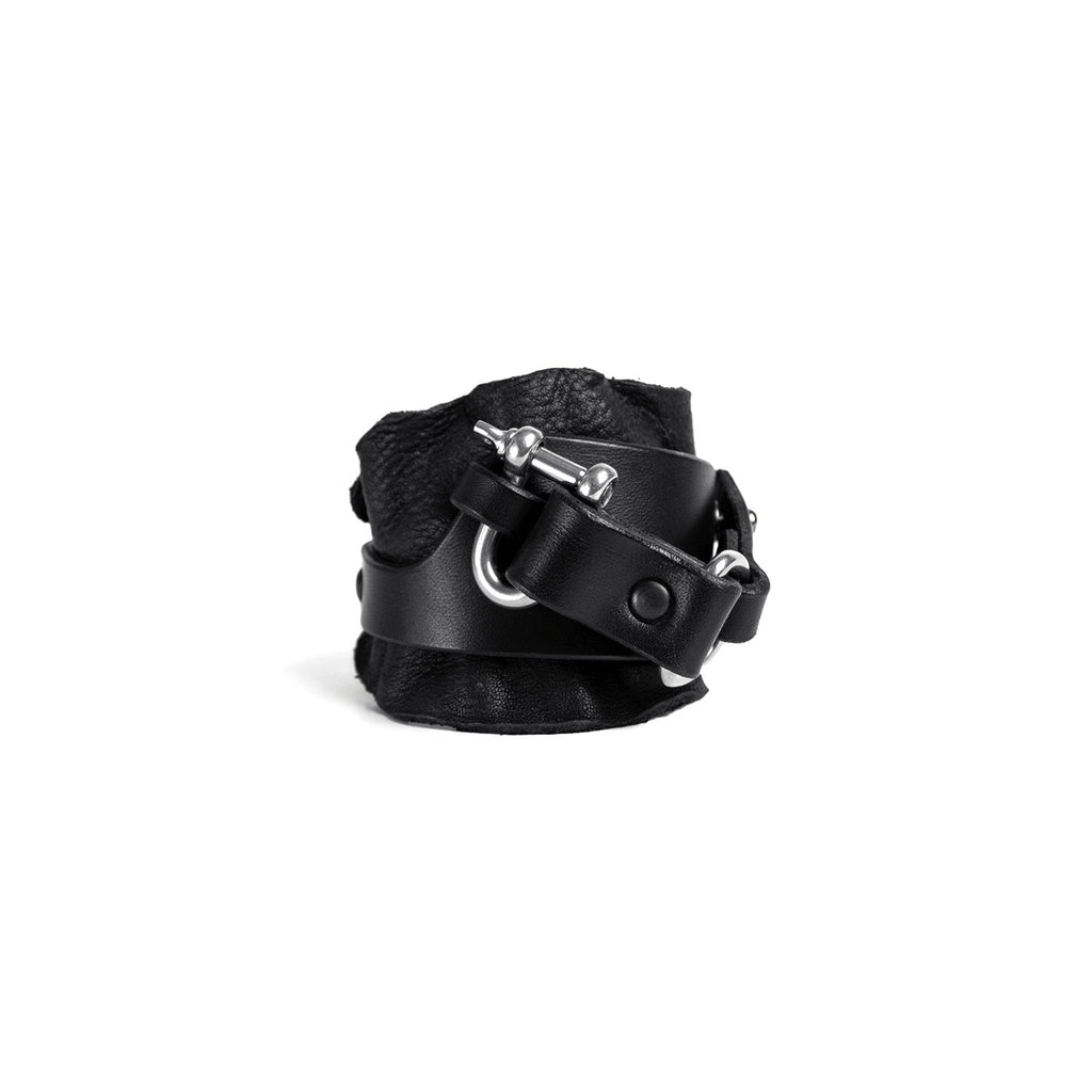 A3TEPHRA 1823 BLACK leather cuff unisex Accessori Unisex TEO