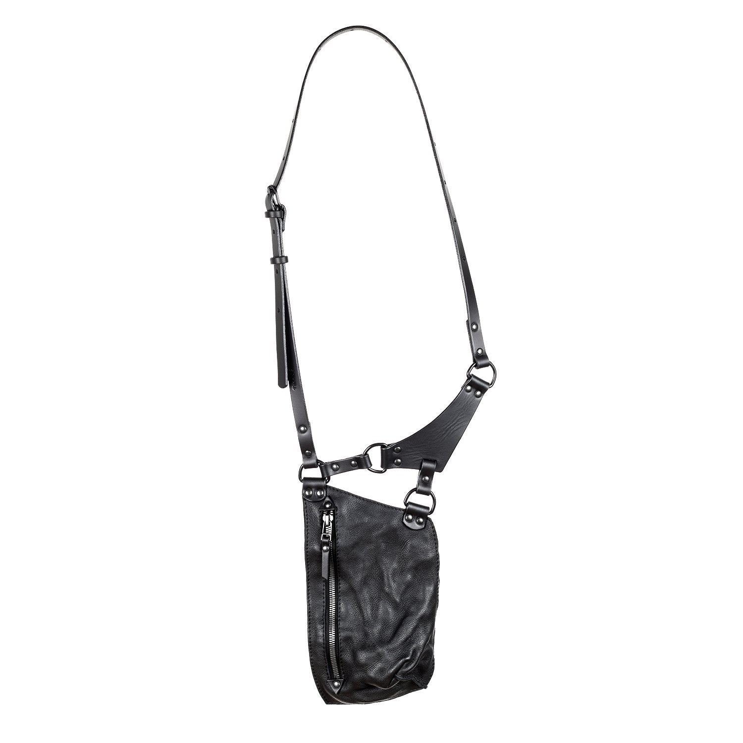 A3TEPHRA 623BLACKAdd a touch of edgy sophistication to your outfit with our Black Harness Pouch. Handmade with care and attention to detail in France, this pouch features a zipped maAccessori UnisexLA HAINE INSIDE USTEPHRAA3TEPHRA 623BLACK