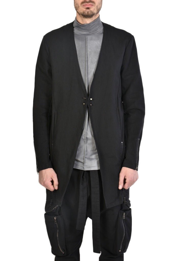 TR3B CENTRAL23 BLACK Gabardine cotton stretch long jacket. Jacket LA HAINE INSIDE US