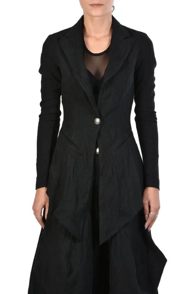 TR4B FOXIS23 black linen crumpled jacket Coats & Jackets LA HAINE INSIDE US