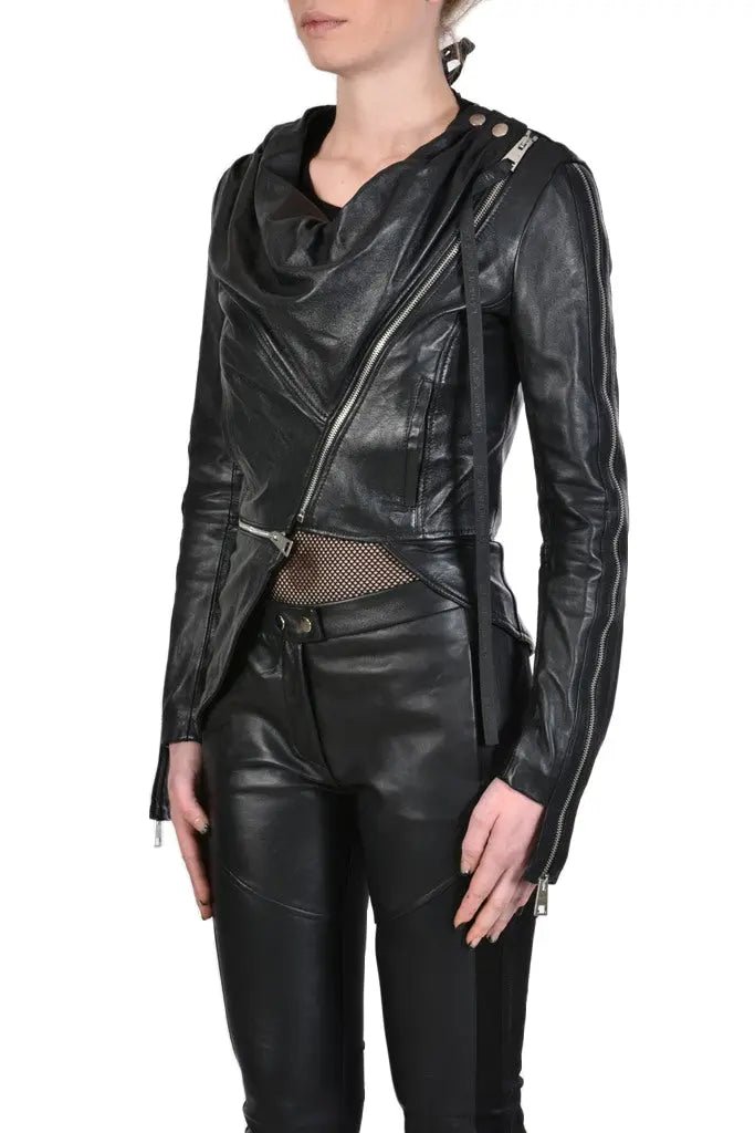 TR4B MYSTIC23 BLACK leather jacket woman Coats & Jackets LA HAINE INSIDE US