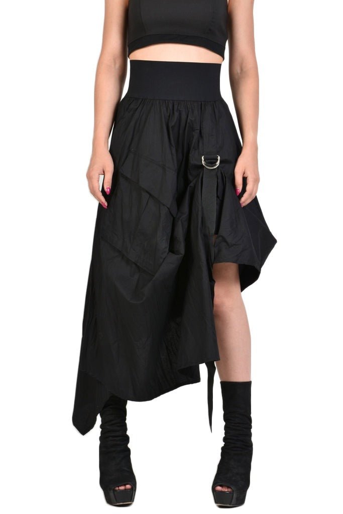 TR4B WALLACE23 BLACK Popeline Asymmetric Skirt woman LA HAINE INSIDE US
