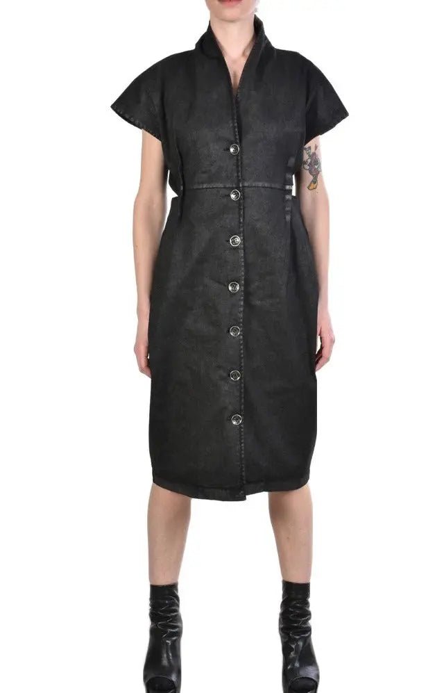 TR4B ZAZIE23 BLACK stretch laminated dress woman LA HAINE INSIDE US