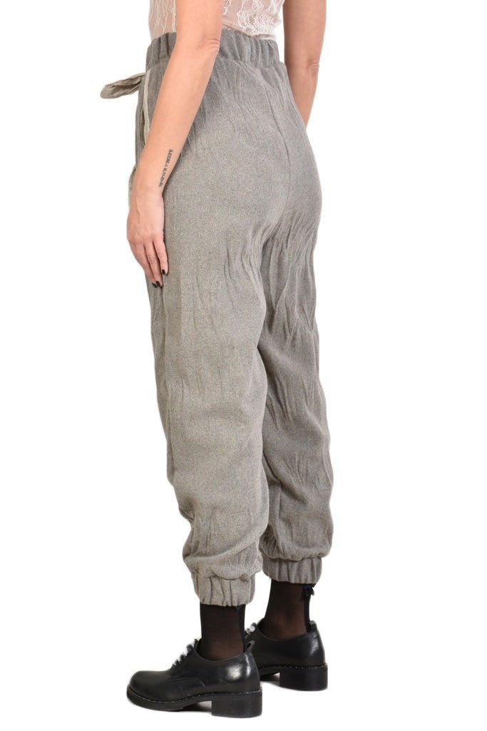 Low crotch trousers with elastic waistband and pockets, made of cotton and polyester blend, TR9B SM32TEPHRA1.